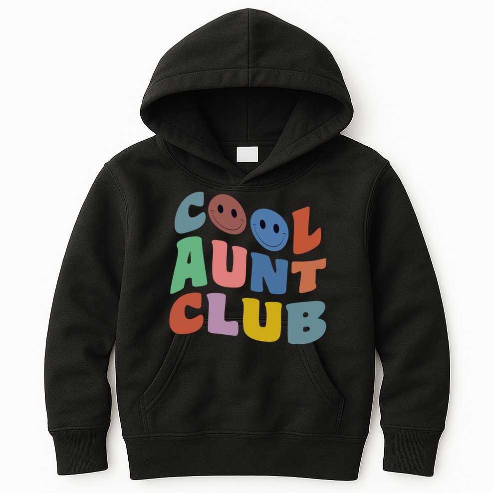 Cool Aunt Club Funny Smile Colorful Cool Aunt Club Aunties Kids Hoodie