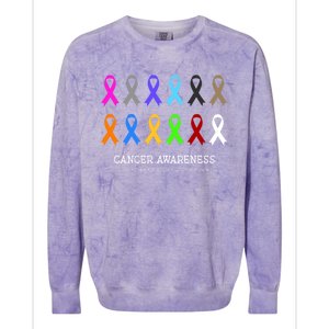 Cancer Awareness Clothing Gift Fight Cancer Ribbon Gift Colorblast Crewneck Sweatshirt