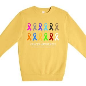 Cancer Awareness Clothing Gift Fight Cancer Ribbon Gift Premium Crewneck Sweatshirt