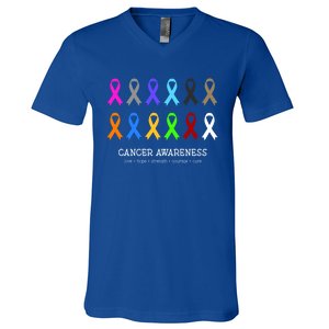 Cancer Awareness Clothing Gift Fight Cancer Ribbon Gift V-Neck T-Shirt