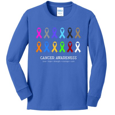 Cancer Awareness Clothing Gift Fight Cancer Ribbon Gift Kids Long Sleeve Shirt