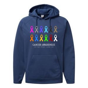 Cancer Awareness Clothing Gift Fight Cancer Ribbon Gift Performance Fleece Hoodie