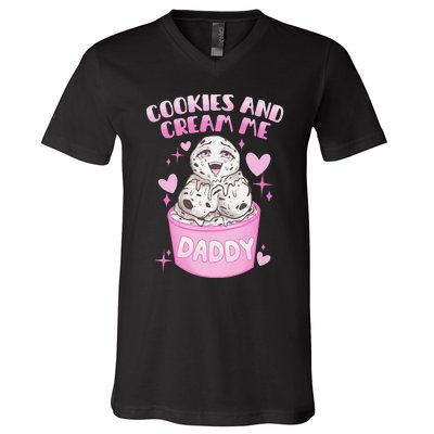 Cookies And Cream Me Daddy Funny Halloween Humor Sarcasm V-Neck T-Shirt