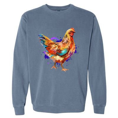 Chicken Art Colorful Funny Fowl Lovers Garment-Dyed Sweatshirt