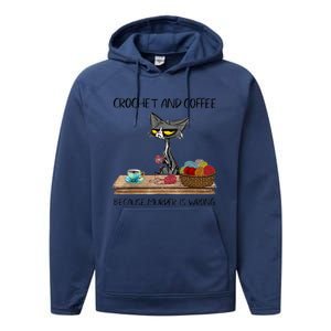 Crochet And Coffee Because Murder Is Wrong Croche Cat Performance Fleece Hoodie