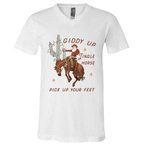 Cowboy And Cowgirl Christmas Howdy Country V-Neck T-Shirt