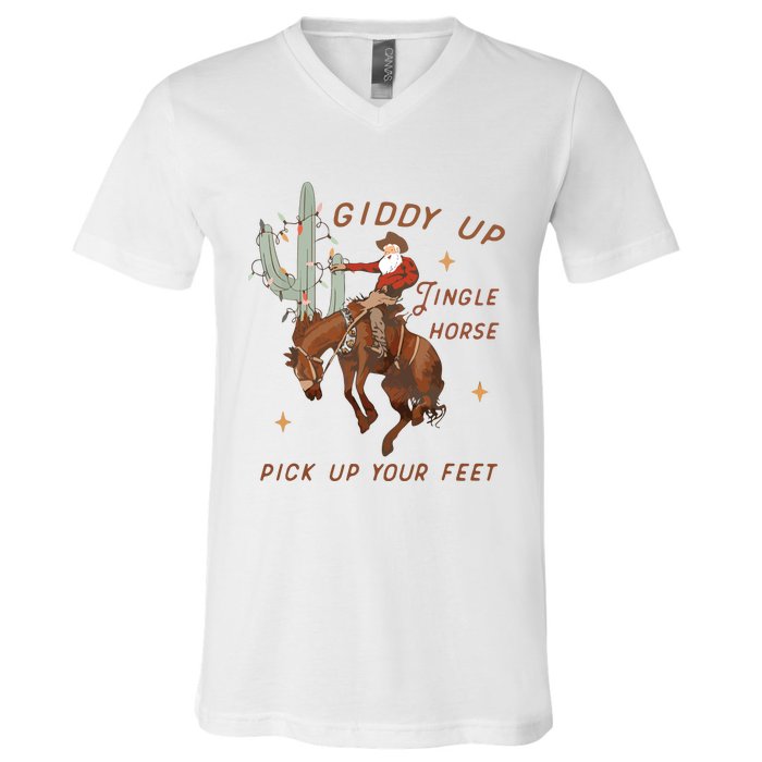 Cowboy And Cowgirl Christmas Howdy Country V-Neck T-Shirt