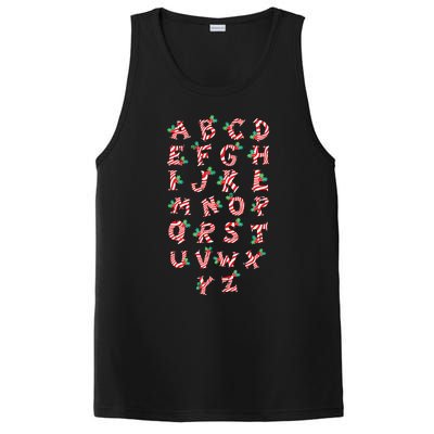 Christmas Alphabet Candy Cane Xmas Holiday Teacher PosiCharge Competitor Tank