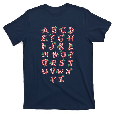 Christmas Alphabet Candy Cane Xmas Holiday Teacher T-Shirt