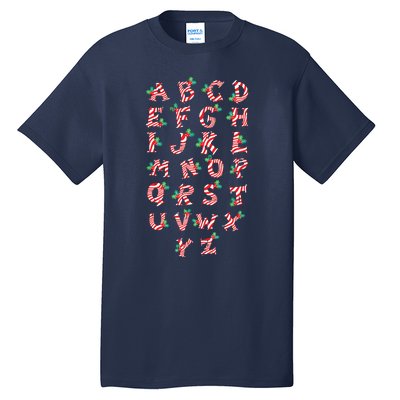 Christmas Alphabet Candy Cane Xmas Holiday Teacher Tall T-Shirt