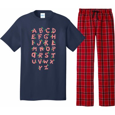 Christmas Alphabet Candy Cane Xmas Holiday Teacher Pajama Set