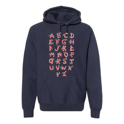 Christmas Alphabet Candy Cane Xmas Holiday Teacher Premium Hoodie