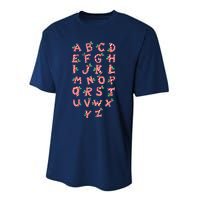 Christmas Alphabet Candy Cane Xmas Holiday Teacher Performance Sprint T-Shirt