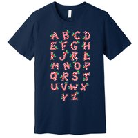 Christmas Alphabet Candy Cane Xmas Holiday Teacher Premium T-Shirt