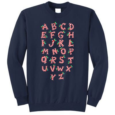 Christmas Alphabet Candy Cane Xmas Holiday Teacher Tall Sweatshirt