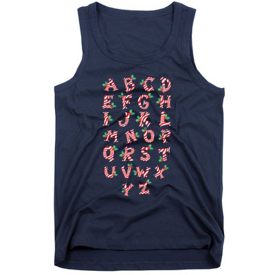 Christmas Alphabet Candy Cane Xmas Holiday Teacher Tank Top