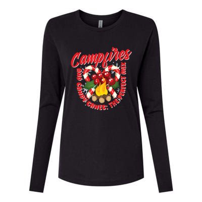 Campfires And Candy Canes Christmas Camper Camping Lover Cute Gift Womens Cotton Relaxed Long Sleeve T-Shirt