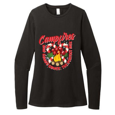 Campfires And Candy Canes Christmas Camper Camping Lover Cute Gift Womens CVC Long Sleeve Shirt