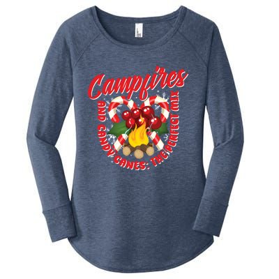 Campfires And Candy Canes Christmas Camper Camping Lover Cute Gift Women's Perfect Tri Tunic Long Sleeve Shirt