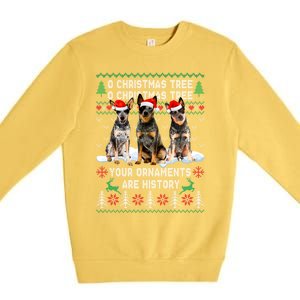 Cute Australian Cattle Dog Oh Christmas Tree Ugly Xmas Cute Gift Premium Crewneck Sweatshirt