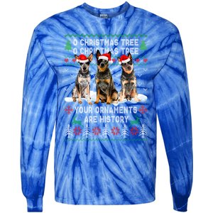 Cute Australian Cattle Dog Oh Christmas Tree Ugly Xmas Cute Gift Tie-Dye Long Sleeve Shirt