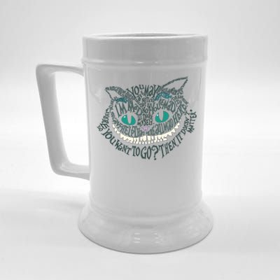 Cheshire Alice Cat We're All Mad Here Wonderland Gift Beer Stein