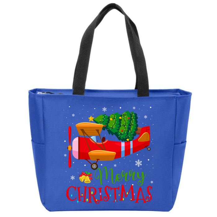 Christmas Airplane Christmas Tree Pilot Funny Ugly Meaningful Gift Zip Tote Bag