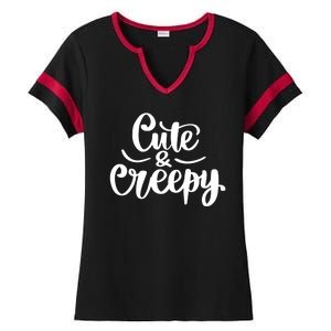 Cute And Creepy Halloween Funny Ladies Halftime Notch Neck Tee