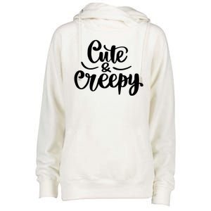 Cute And Creepy Halloween Funny Womens Funnel Neck Pullover Hood