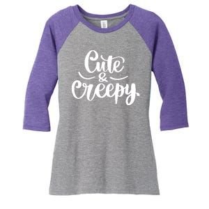 Cute And Creepy Halloween Funny Women's Tri-Blend 3/4-Sleeve Raglan Shirt