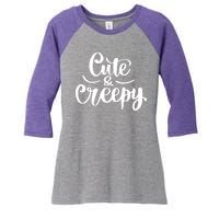 Cute And Creepy Halloween Funny Women's Tri-Blend 3/4-Sleeve Raglan Shirt