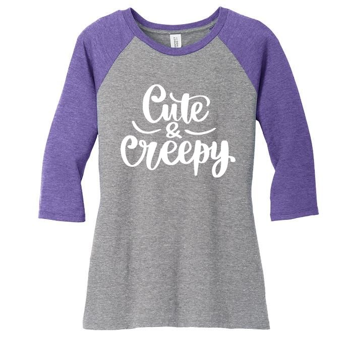 Cute And Creepy Halloween Funny Women's Tri-Blend 3/4-Sleeve Raglan Shirt