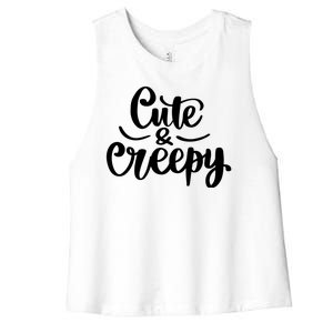 Cute And Creepy Halloween Funny Women's Racerback Cropped Tank