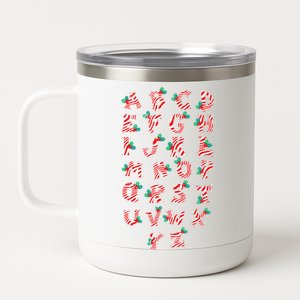 Christmas Alphabet Candy Cane XMas Holiday Teacher 12 oz Stainless Steel Tumbler Cup