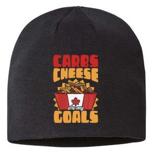 Carbs And Cheese Are My Goals Cheddar Cheese Curd Fast Food Sustainable Beanie