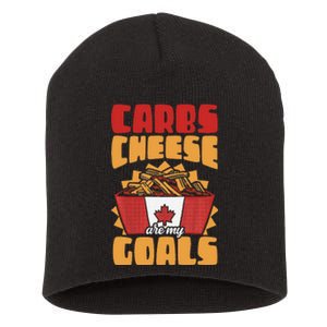 Carbs And Cheese Are My Goals Cheddar Cheese Curd Fast Food Short Acrylic Beanie