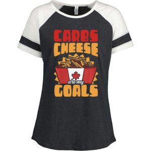 Carbs And Cheese Are My Goals Cheddar Cheese Curd Fast Food Enza Ladies Jersey Colorblock Tee