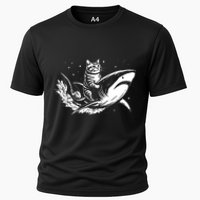 Cute Anime Cat Riding Shark Lover Kawaii Kitten Lover Cooling Performance Crew T-Shirt