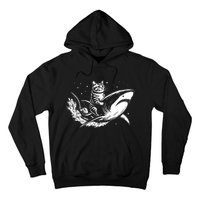 Cute Anime Cat Riding Shark Lover Kawaii Kitten Lover Hoodie