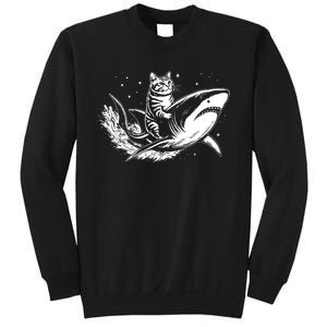 Cute Anime Cat Riding Shark Lover Kawaii Kitten Lover Sweatshirt