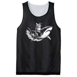 Cute Anime Cat Riding Shark Lover Kawaii Kitten Lover Mesh Reversible Basketball Jersey Tank