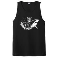 Cute Anime Cat Riding Shark Lover Kawaii Kitten Lover PosiCharge Competitor Tank