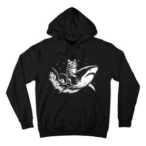 Cute Anime Cat Riding Shark Lover Kawaii Kitten Lover Tall Hoodie