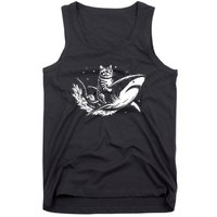 Cute Anime Cat Riding Shark Lover Kawaii Kitten Lover Tank Top