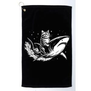 Cute Anime Cat Riding Shark Lover Kawaii Kitten Lover Platinum Collection Golf Towel