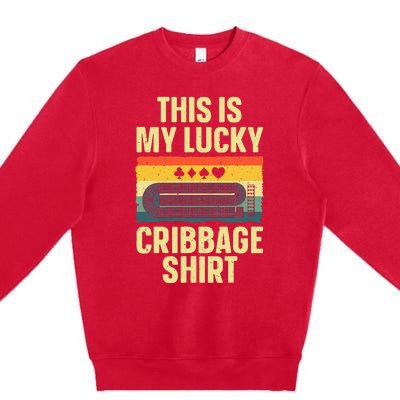 Cribbage Art Cribbage Board Cribbage Player Premium Crewneck Sweatshirt