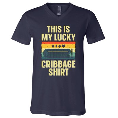 Cribbage Art Cribbage Board Cribbage Player V-Neck T-Shirt