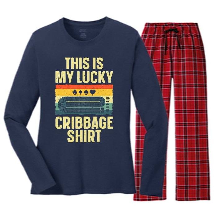 Cribbage Art Cribbage Board Cribbage Player Women's Long Sleeve Flannel Pajama Set 