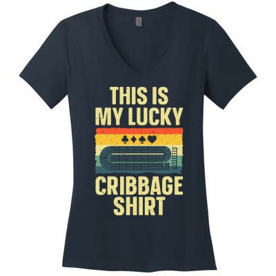 Cribbage Art Cribbage Board Cribbage Player Women's V-Neck T-Shirt