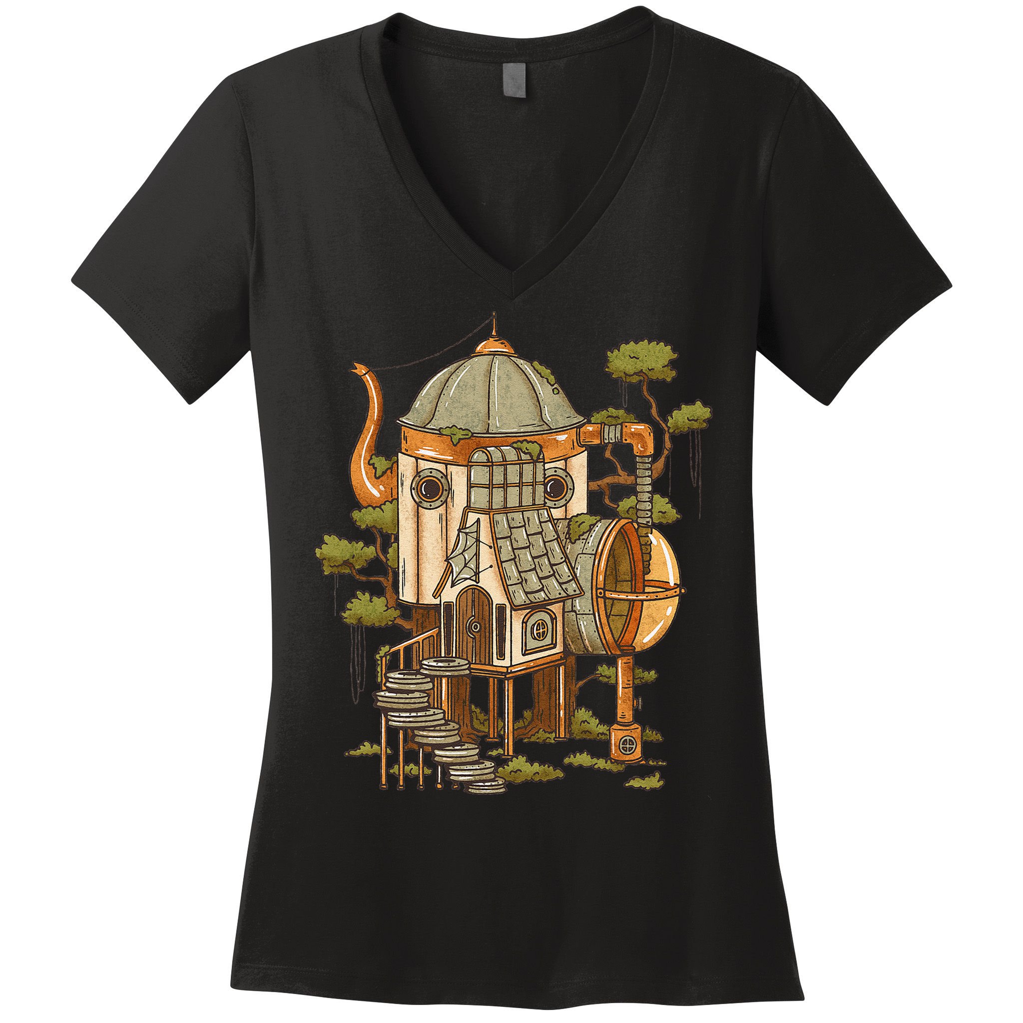 Cottagecore Aesthetic Cute Fairy House Women's V-Neck T-Shirt